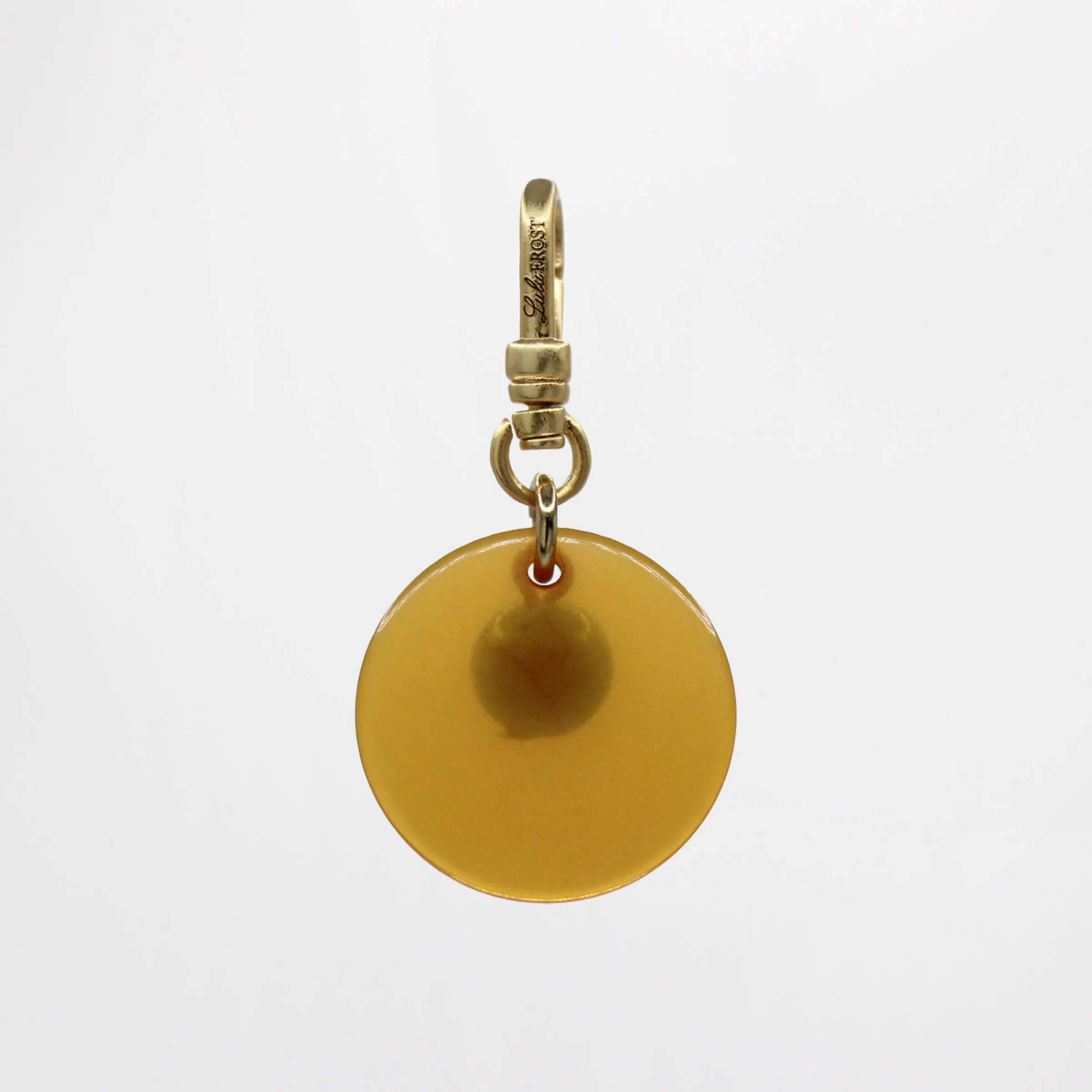 Sun & Moon Saffron Translucent Bakelite with Turquoise Glass Bead Dua Charm sold by Lulu Frost product image thumbnail 2