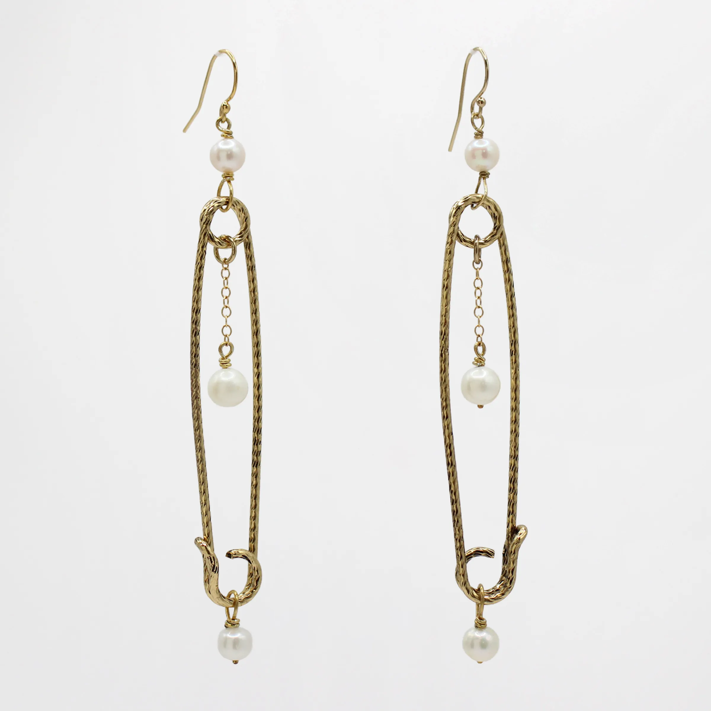 Lulu Frost Golden Safety Pins with Pearl Adornments Lisi-lu Earrings sold by Lulu Frost