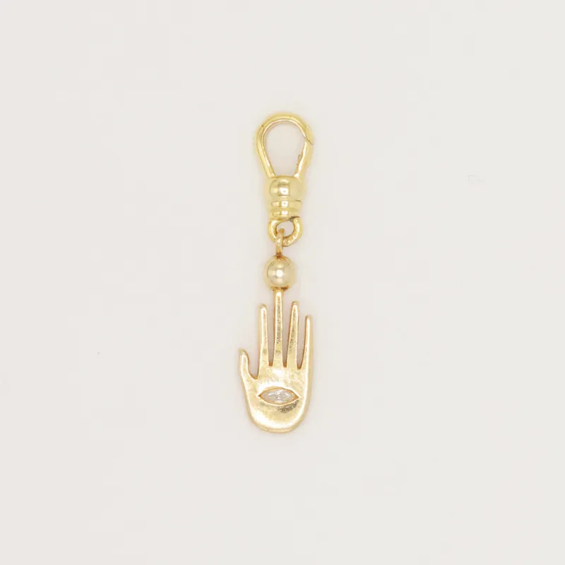 Lulu Frost Fine Hamsa with White Sapphire Marquise Eye Protect Charm sold by Lulu Frost