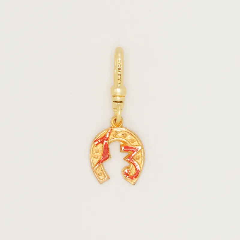 Lucky Number 13 Red Enamelled Horseshoe of Luck Charm made by Lulu Frost