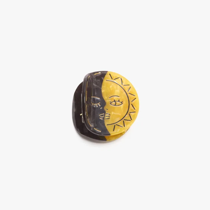 Eclipse Black Gold Sun Moon Face Acetate Hair Claw Clip sold by Lulu Frost