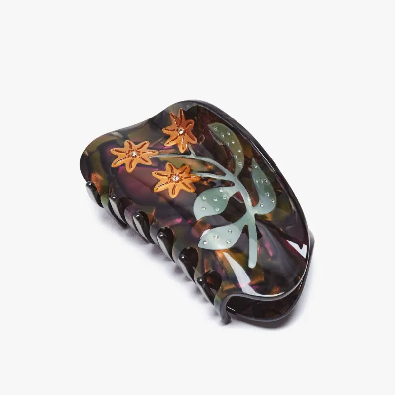 Lady's Mantle Flower Hair Claw in Purple and Gold Acetate sold by Lulu Frost