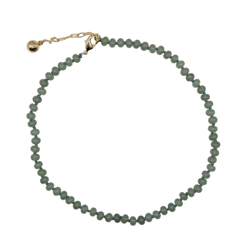 The Althea Green Aventurine Silk Knotted Necklace made by Lulu Frost