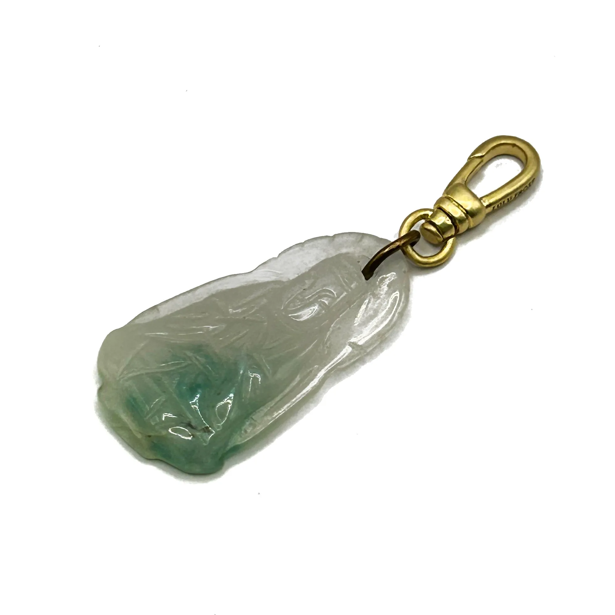 Vintage Hand-Carved Pale Jade Buddha Charm sold by Lulu Frost product image thumbnail 2