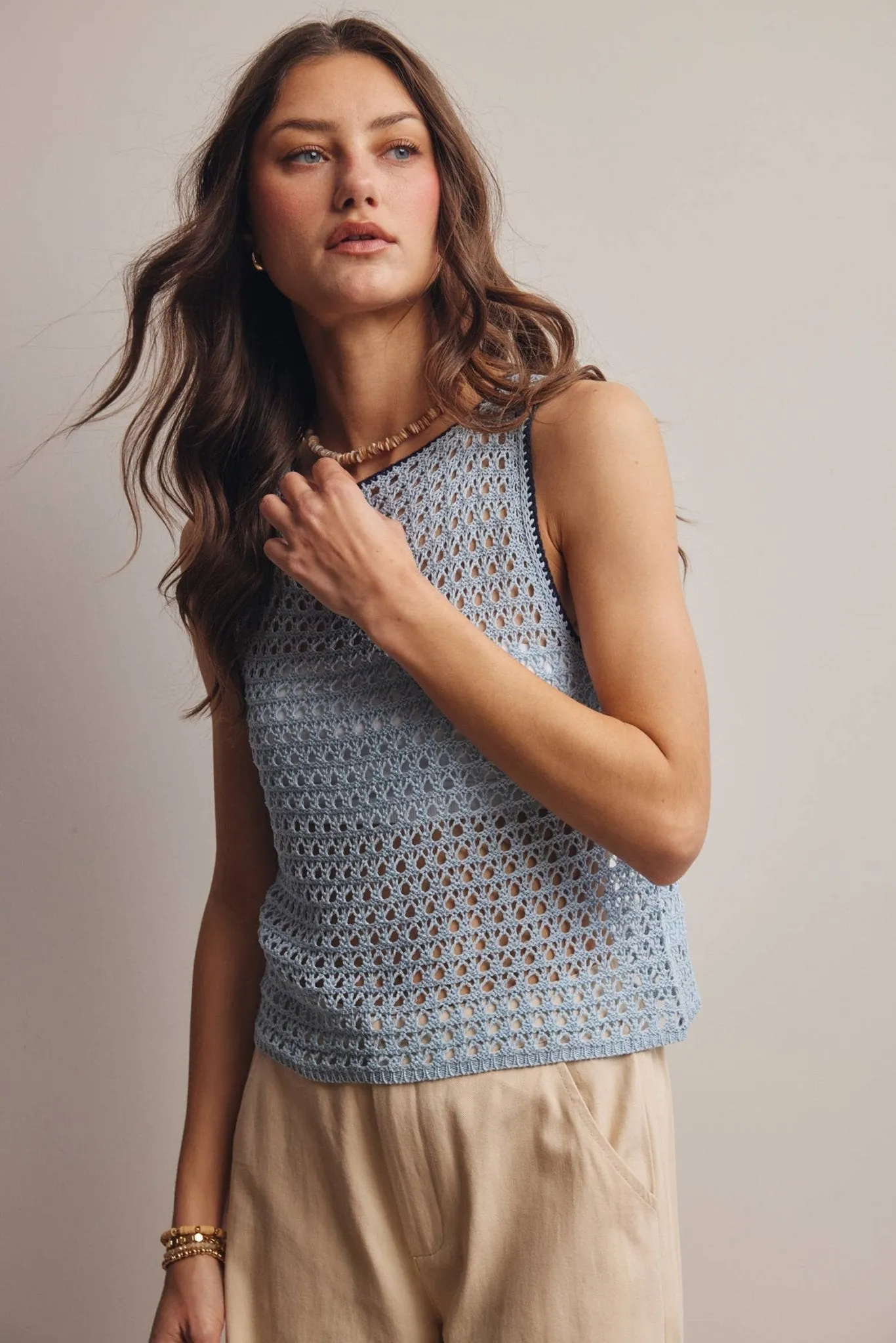 Forte Sleeveless Crochet Knit Top FSW0050 sold by Lulu Frost product image thumbnail 4