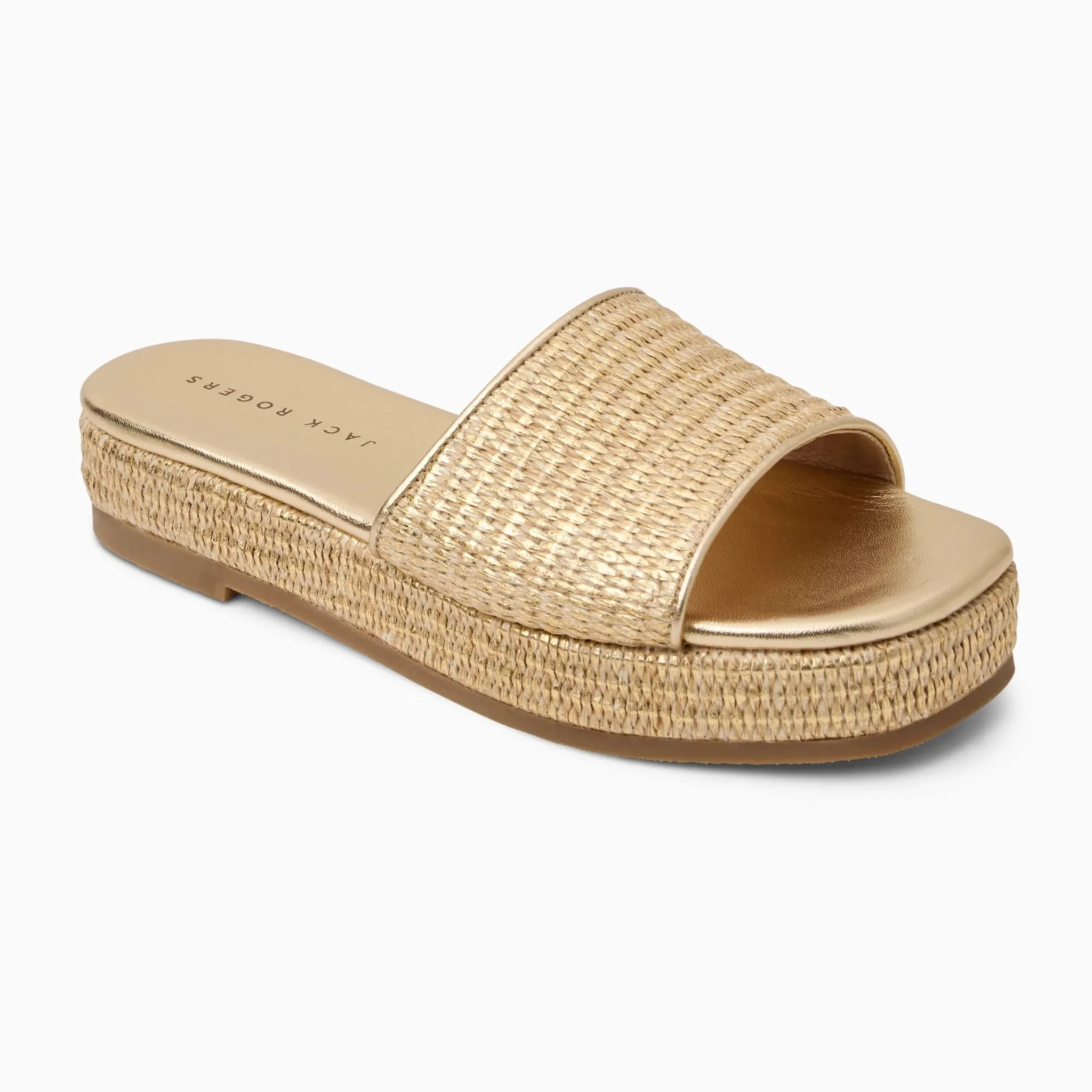 Jack Rogers Bay Flatform - Metallic Raffia sold by Lulu Frost