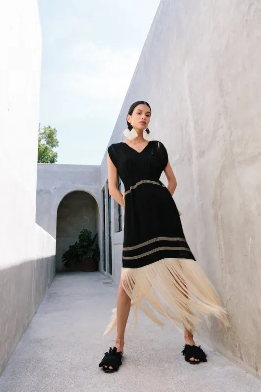 Montsera Campeche Black midi dress made by Lulu Frost