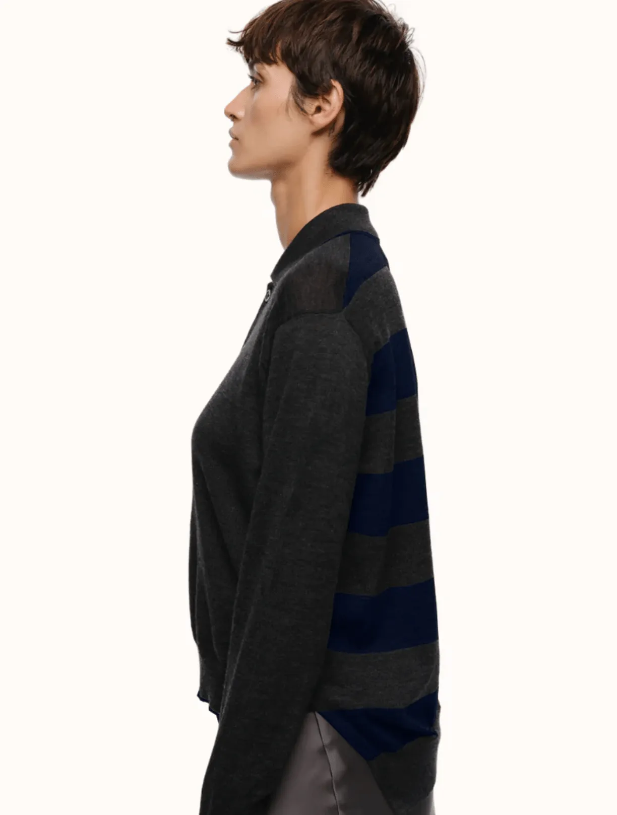 Eolas Black Cass Polo in Extra Fine Merino Wool sold by Lulu Frost product image thumbnail 2