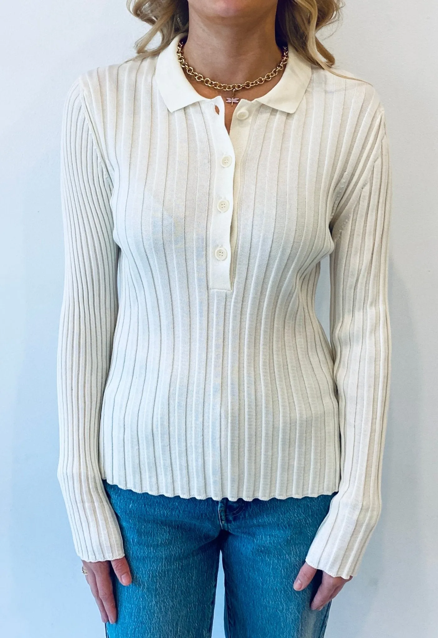 Eolas Lottie ribbed collar sweater sold by Lulu Frost