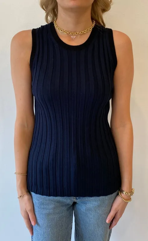 Eolas Black Francesca Ribbed Tank made by Lulu Frost