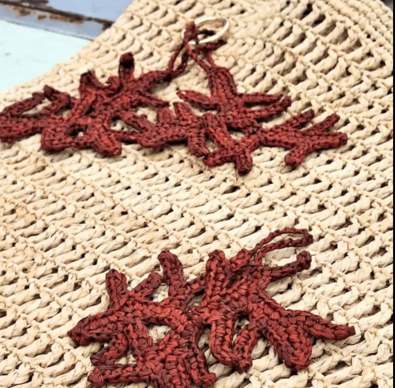 Zanatany Raffia Coral Keychain made by Lulu Frost