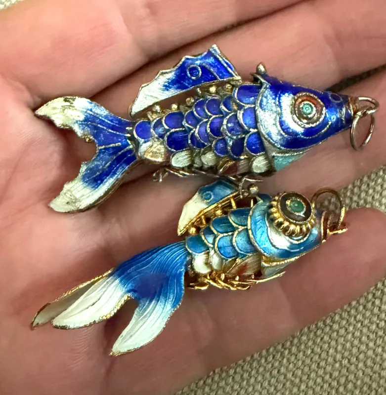 Vintage Blue Cloisonne Fish Charm made by Lulu Frost