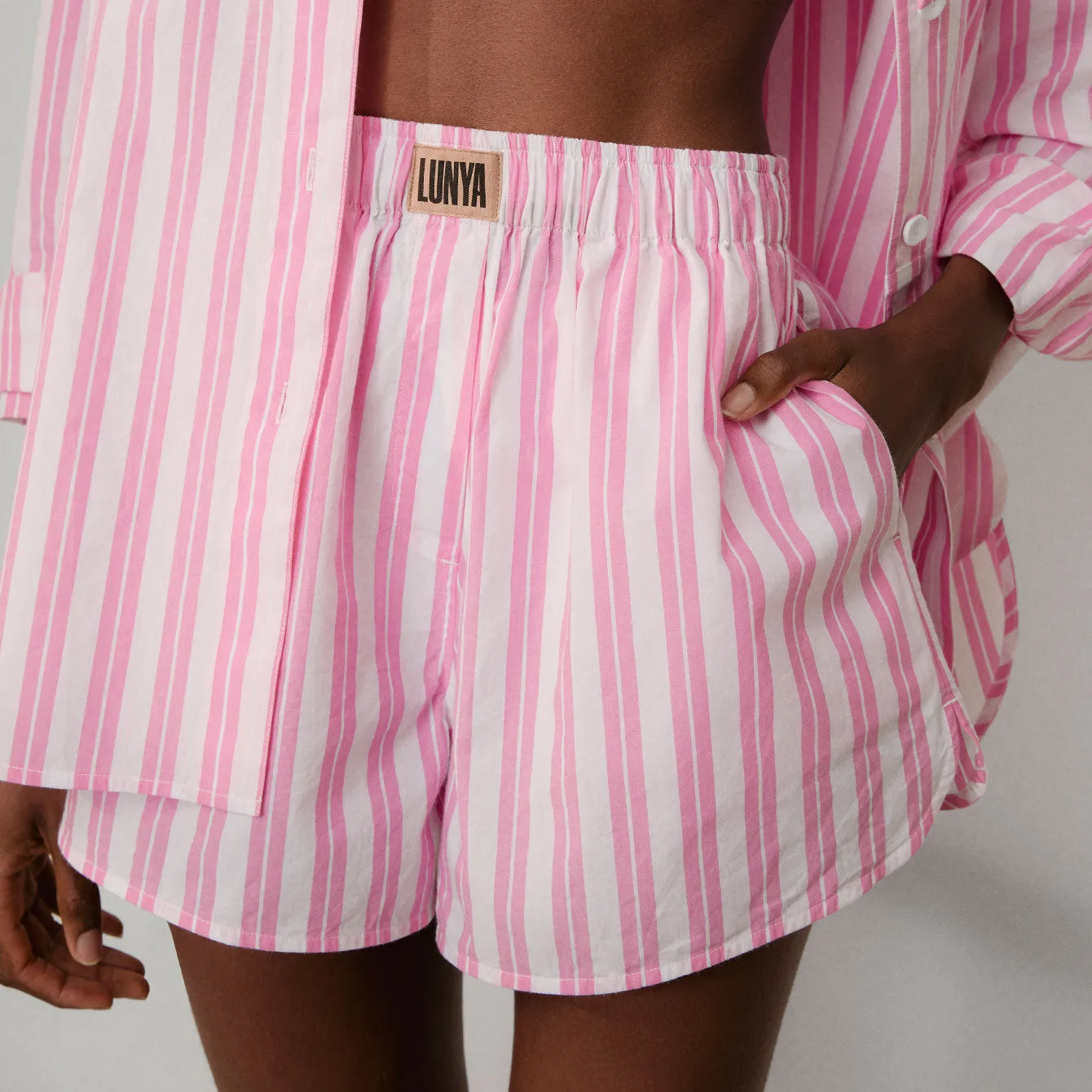 Airy Cotton Curved Hem Long Sleeve Boxer Set sold by lunya product image thumbnail 3