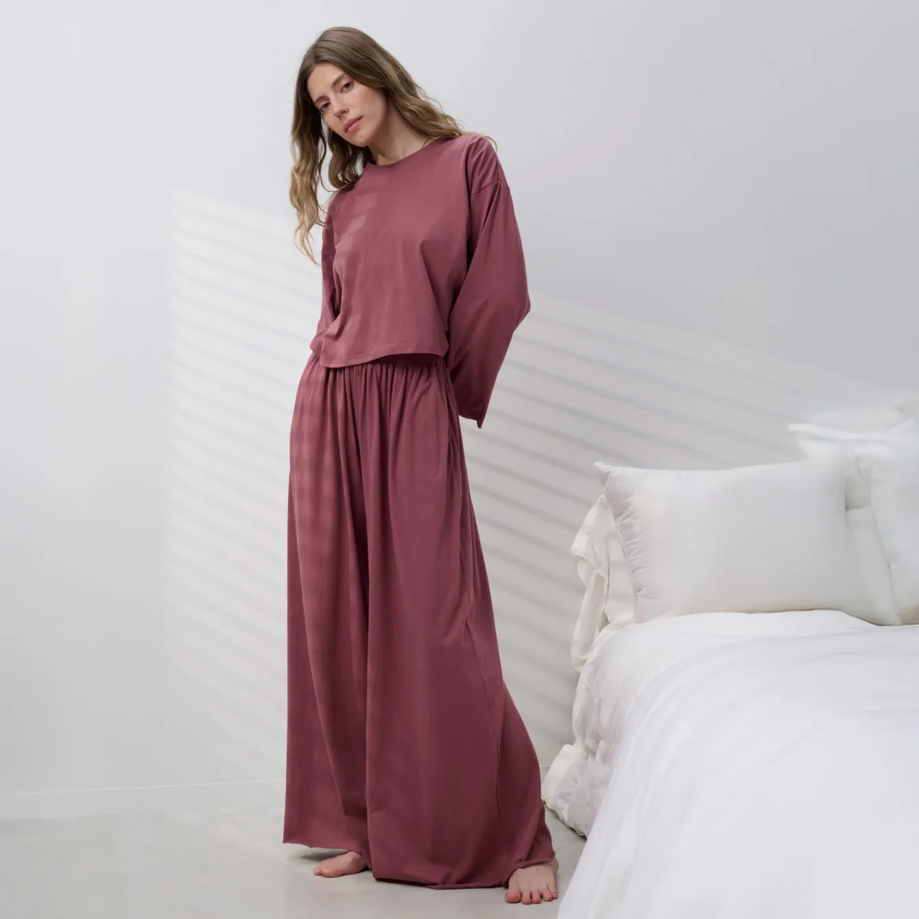 Organic Pima Wide Leg Pant sold by lunya