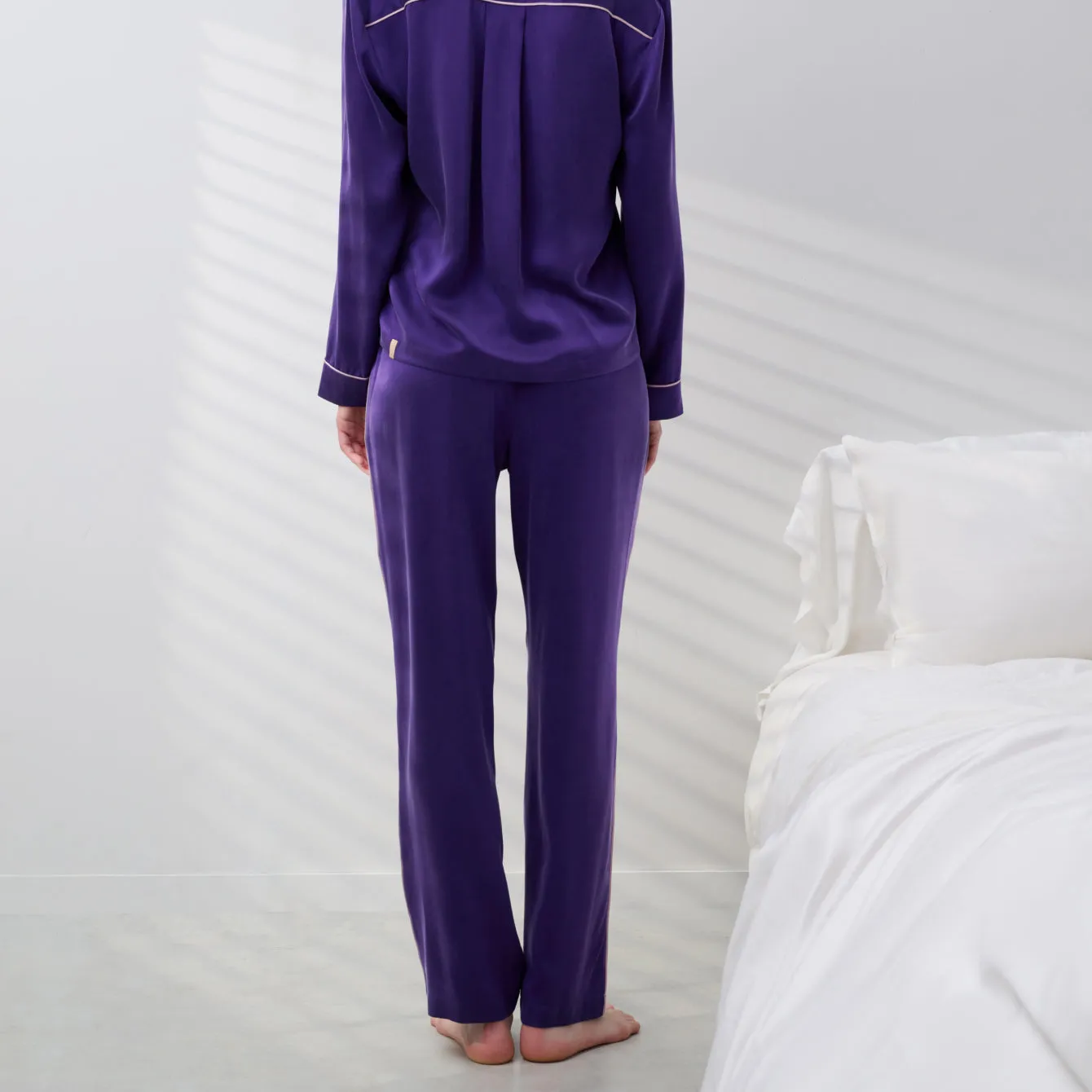 Washable Silk Piped Long Sleeve Pant Set sold by lunya product image thumbnail 3