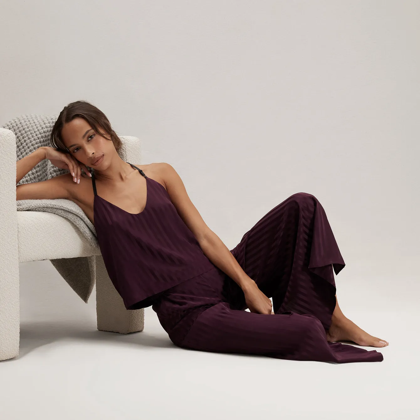 Washable Silk Striped Jacquard Cami Pant Set sold by lunya product image thumbnail 5