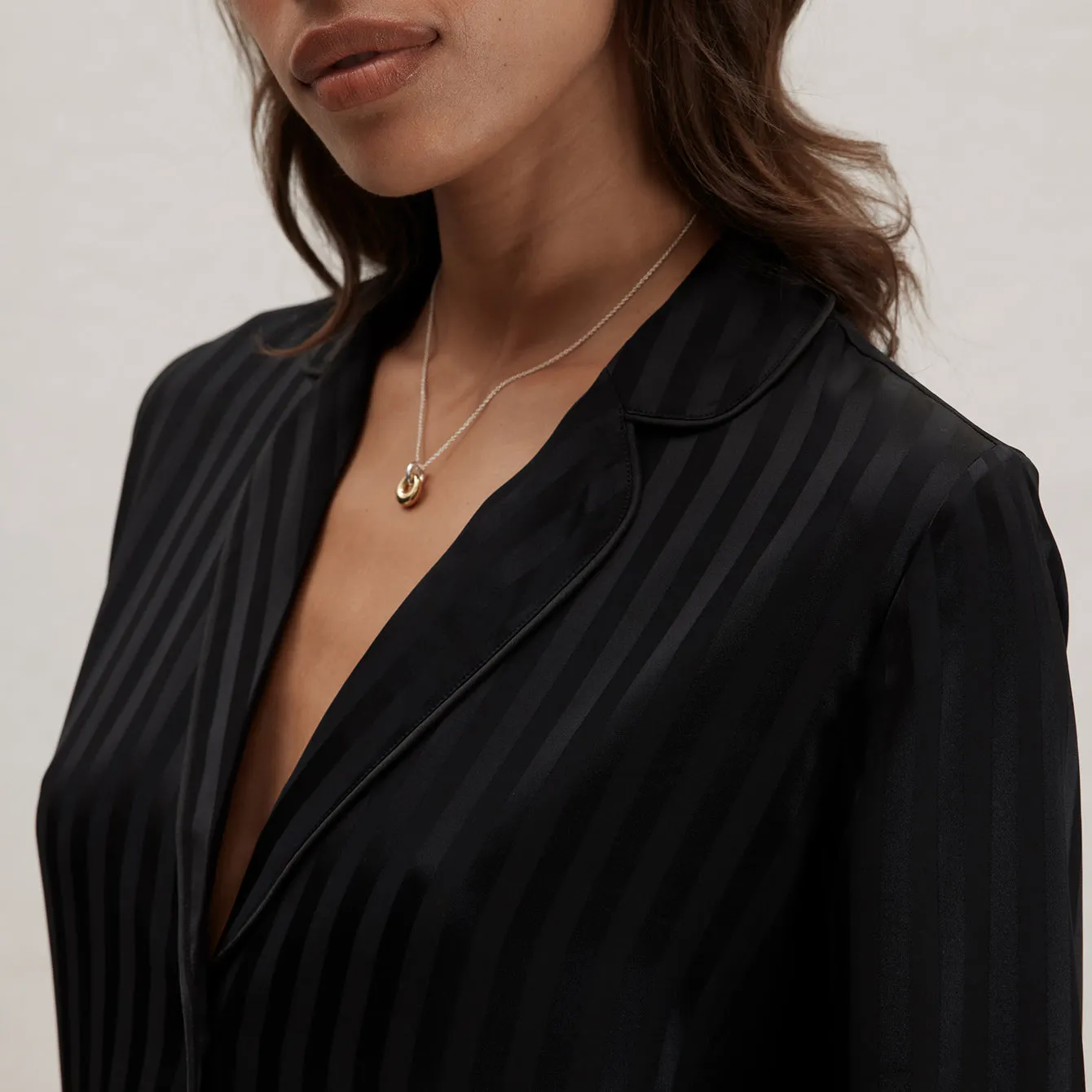 Silk Striped Jacquard Tuxedo Pajama Set sold by lunya product image thumbnail 2