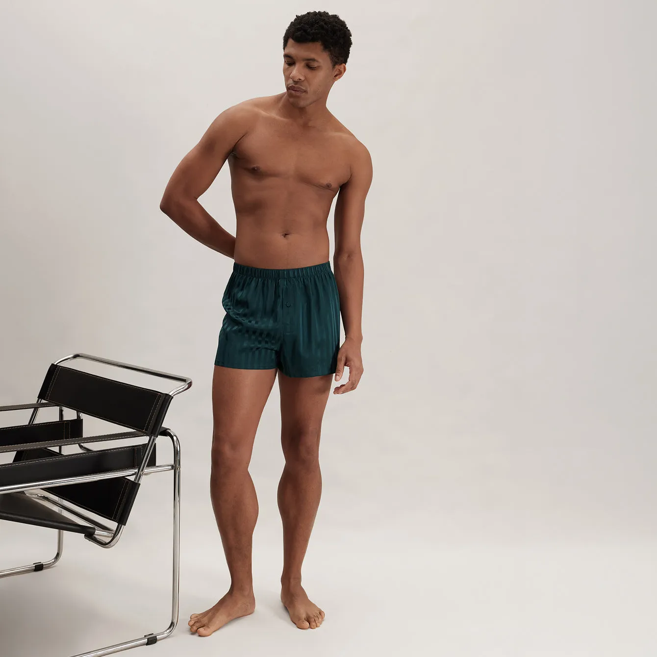 Men's Washable Silk Striped Jacquard Boxer sold by lunya