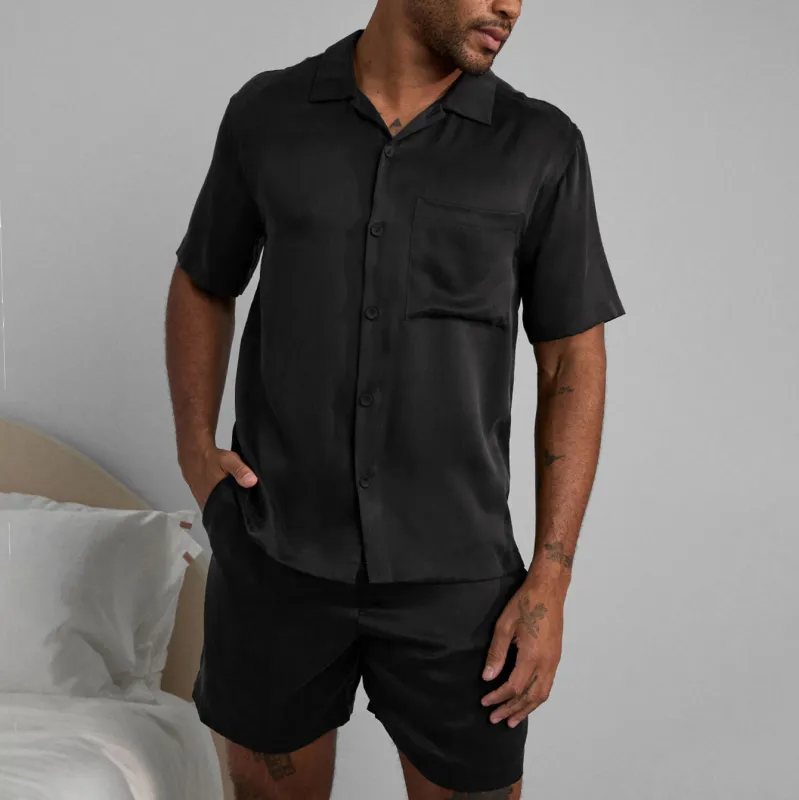 Men's Washable Silk Button Up Short Set sold by lunya