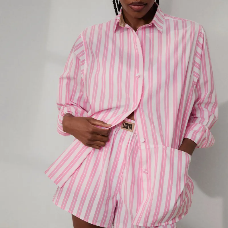 Airy Cotton Curved Hem Shirt sold by lunya