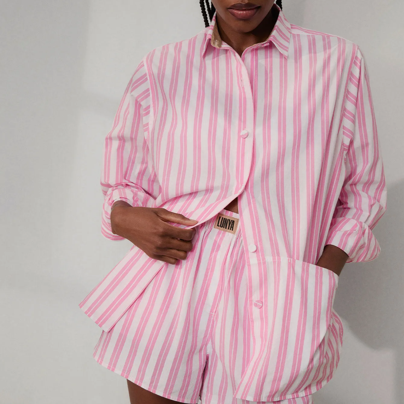 Airy Cotton Curved Hem Shirt sold by lunya