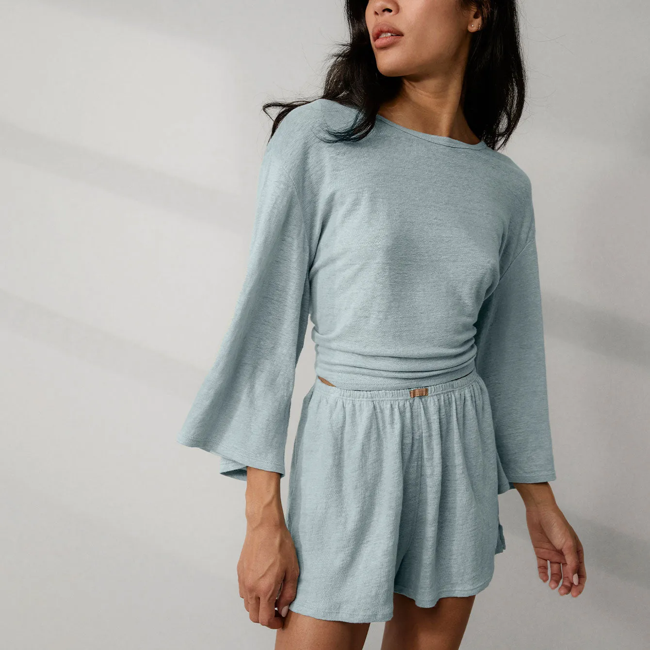 Linen Knit Side Slit Short sold by lunya