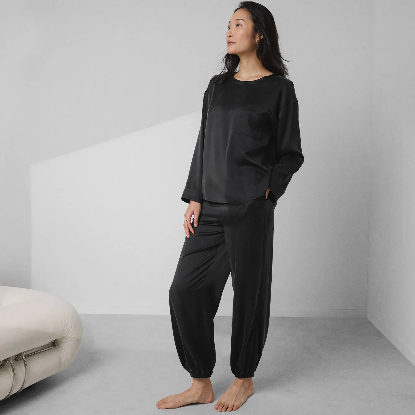 Washable Silk Long Sleeve Jogger Pant Set sold by lunya product image thumbnail 2