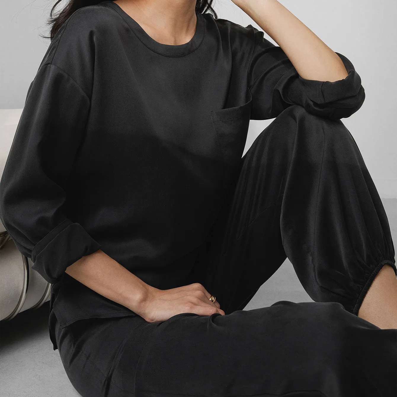 Washable Silk Long Sleeve Jogger Pant Set sold by lunya product image thumbnail 3