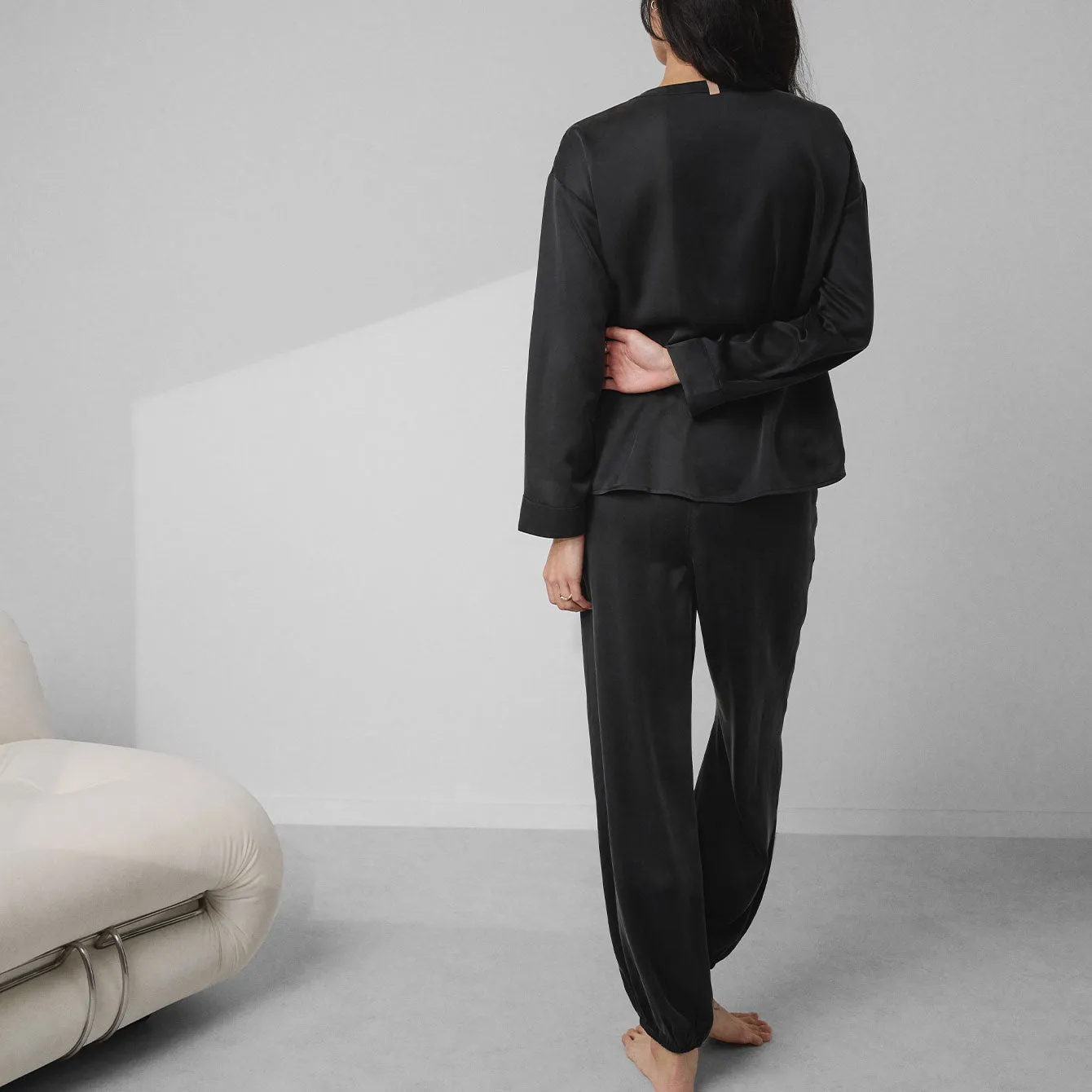 Washable Silk Long Sleeve Jogger Pant Set sold by lunya product image thumbnail 4