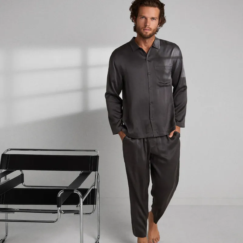 Men's Washable Silk Button Up Set sold by lunya