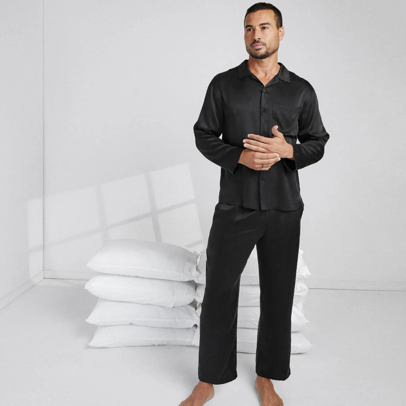 Men's Washable Silk Button Up Set sold by lunya product image thumbnail 4