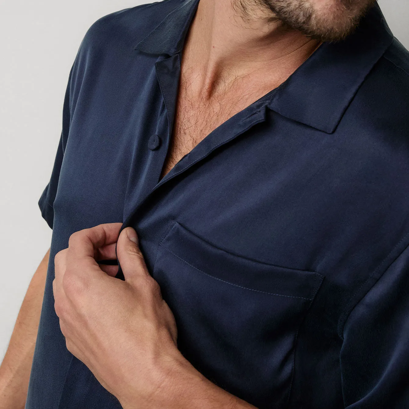 Men's Washable Silk Button Up Short Set sold by lunya product image thumbnail 5