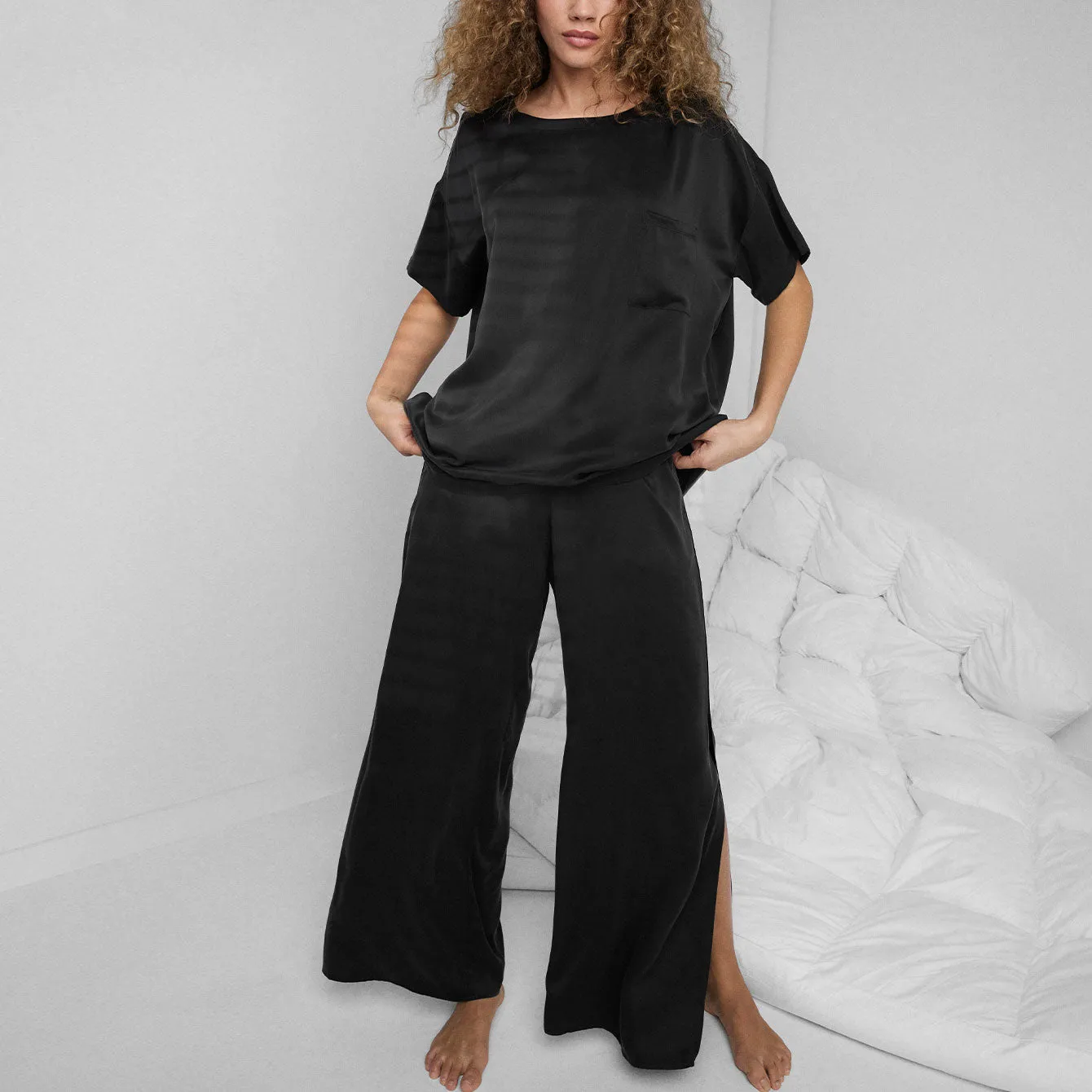 Washable Silk Tee Pant Set sold by lunya