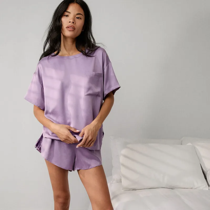 Washable Silk Tee Short Set sold by lunya