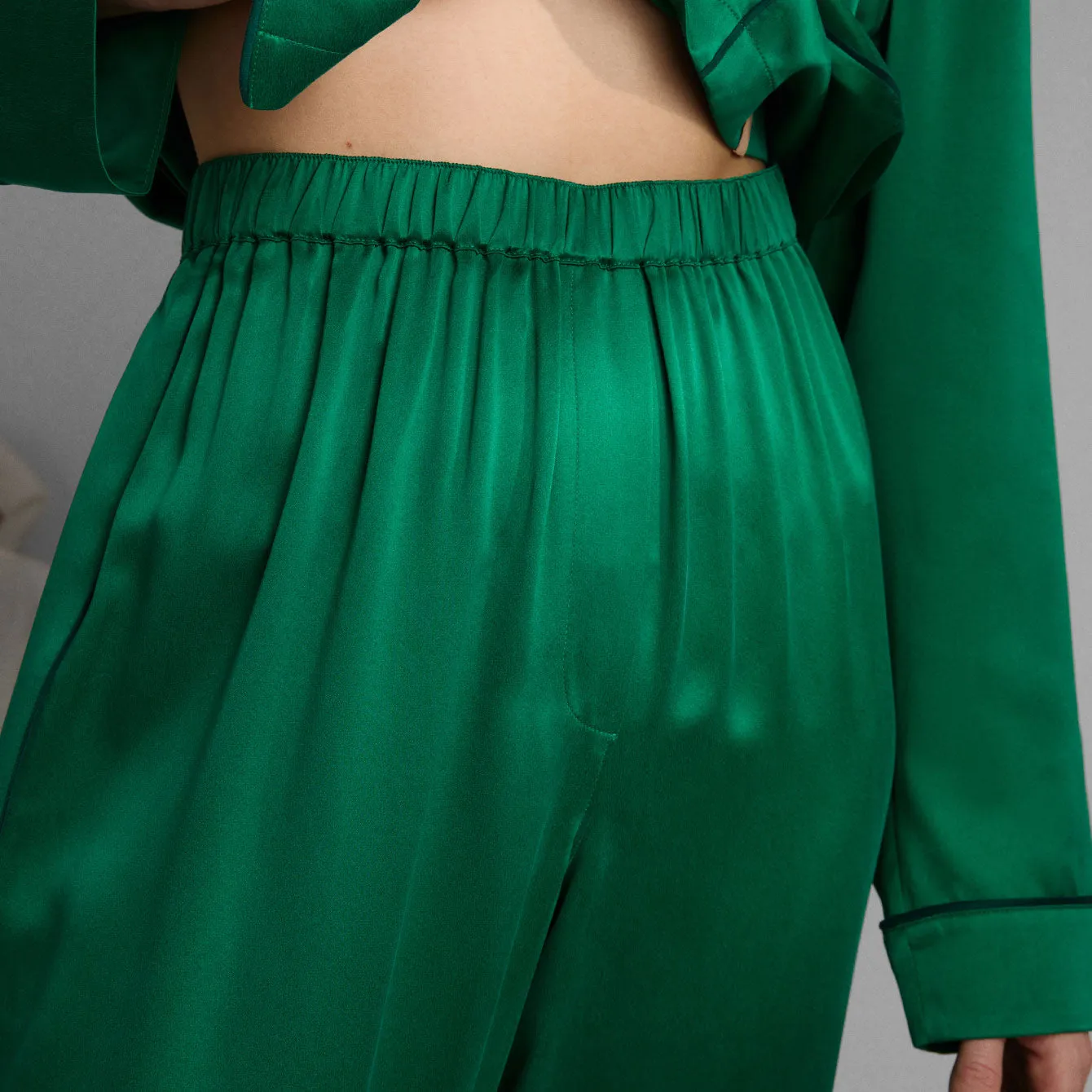 Washable Silk Piped Long Sleeve Pant Set sold by lunya product image thumbnail 4