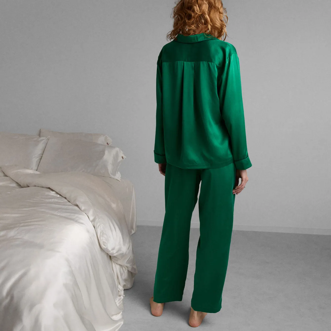 Washable Silk Piped Long Sleeve Pant Set sold by lunya product image thumbnail 3