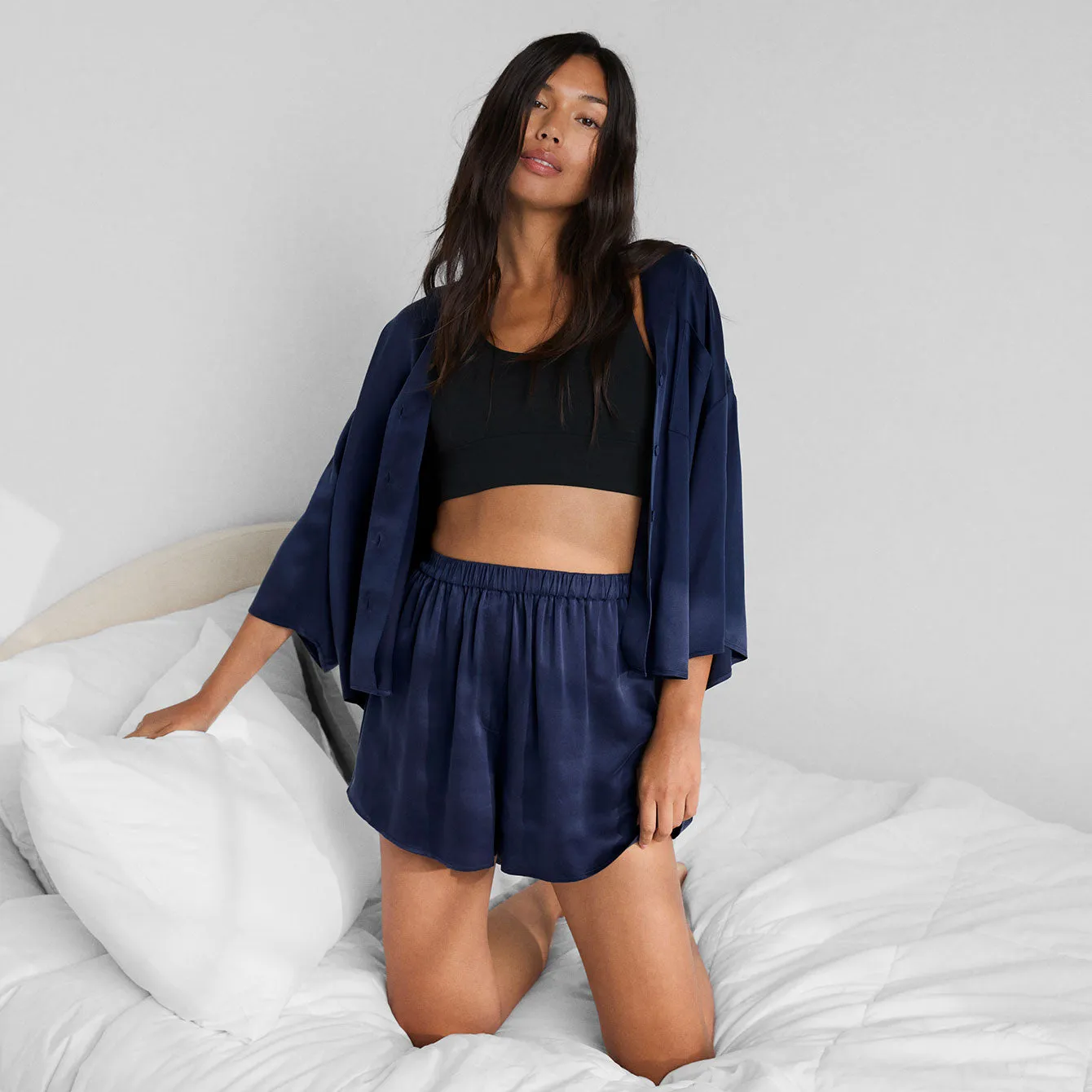 Washable Silk Relaxed Button Up Short Set sold by lunya product image thumbnail 5