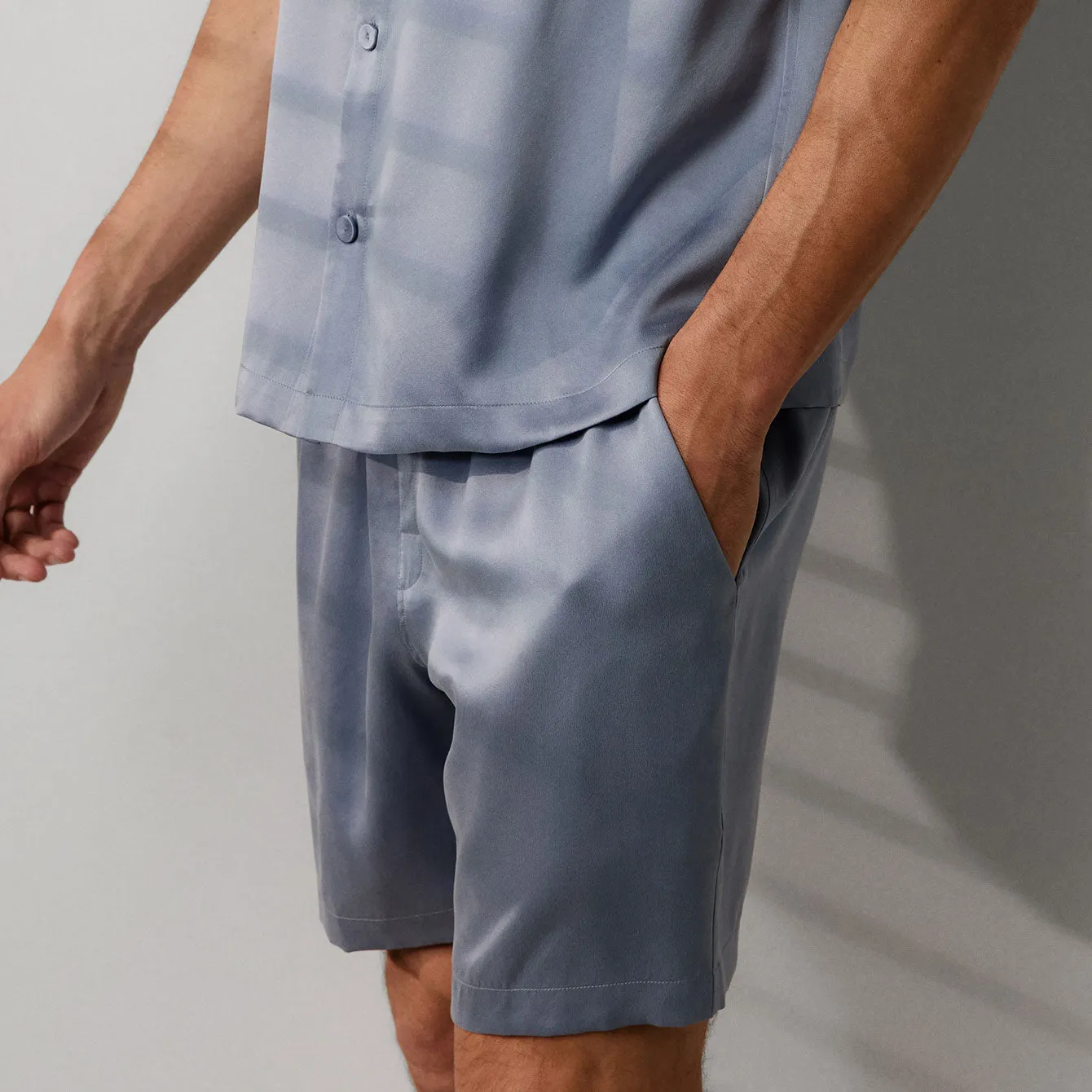 Men's Washable Silk Button Up Short Set sold by lunya product image thumbnail 5