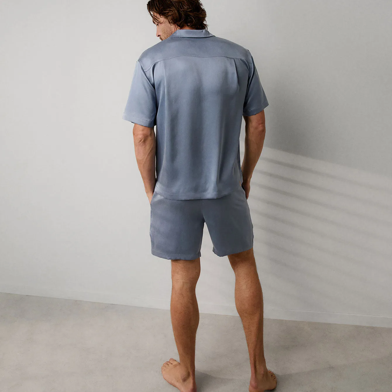 Men's Washable Silk Button Up Short Set sold by lunya product image thumbnail 3