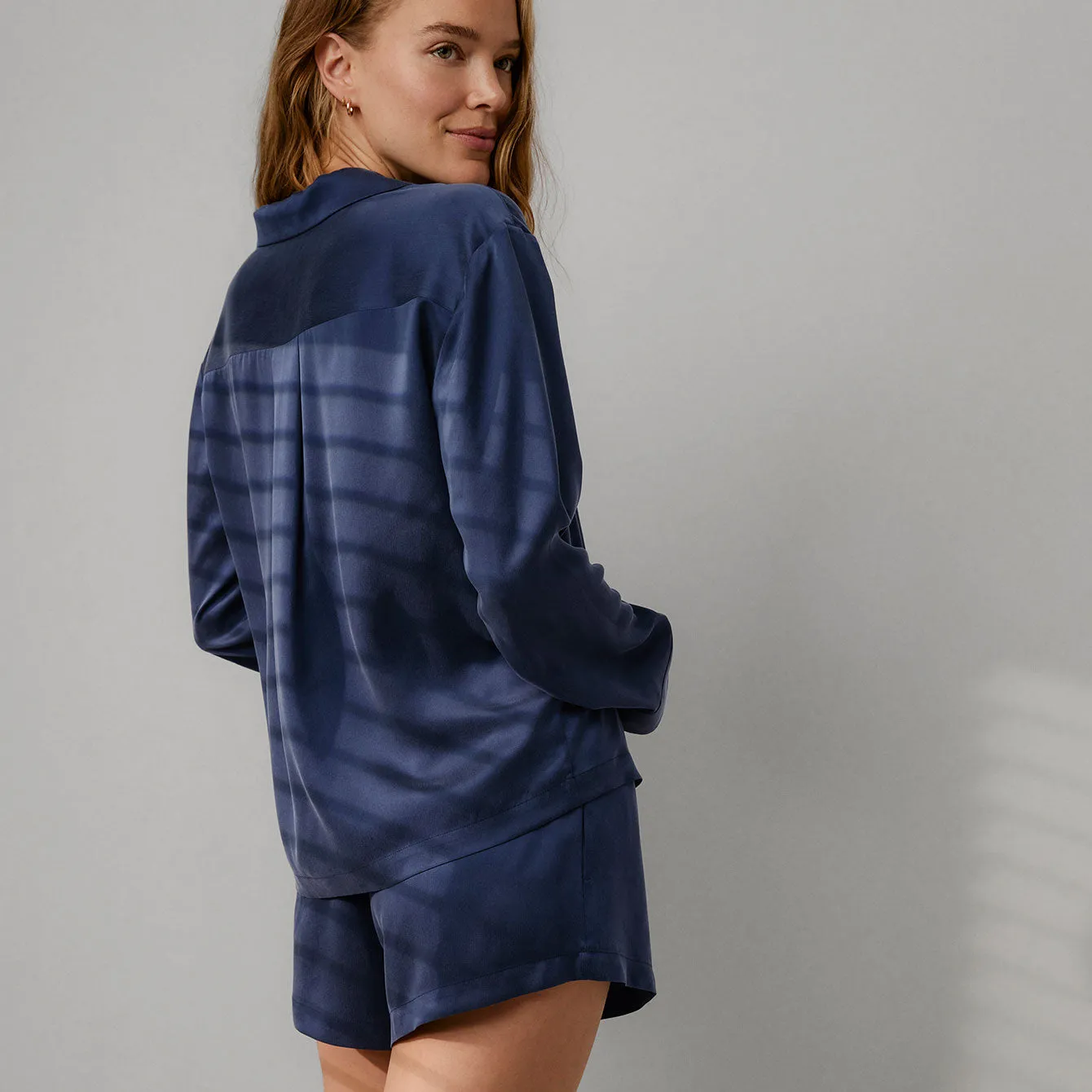 Washable Silk Button Up Long Sleeve Short Set sold by lunya product image thumbnail 2