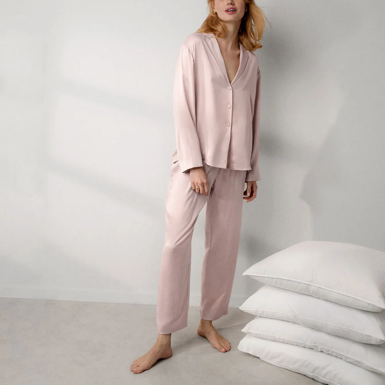 Washable Silk Long Sleeve Pant Set sold by lunya