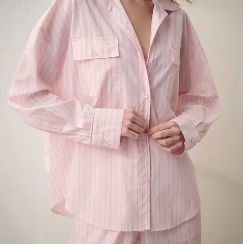 Airy Cotton Piped Button Down made by lunya