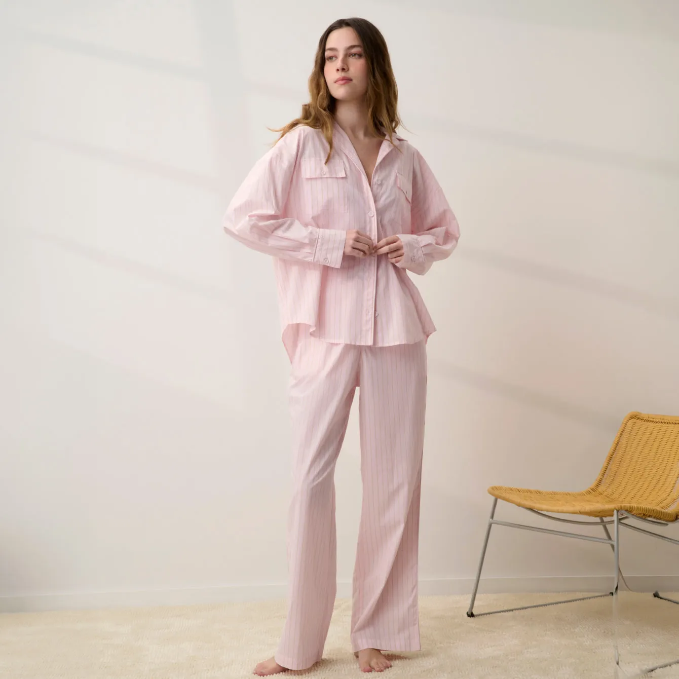 Airy Cotton Piped Button Down sold by lunya product image thumbnail 2
