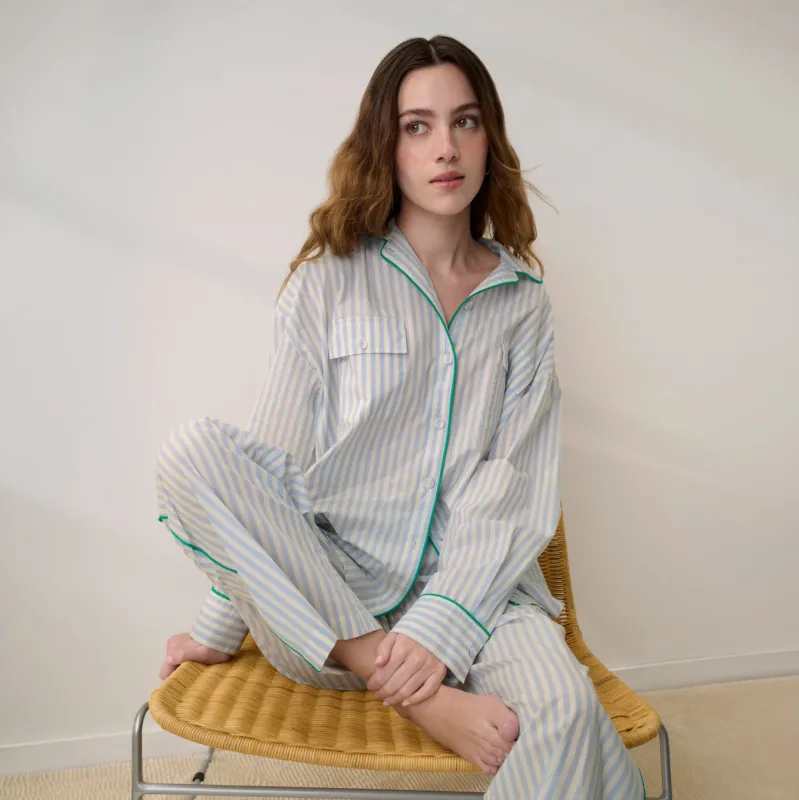 Airy Cotton Piped Button Down made by lunya
