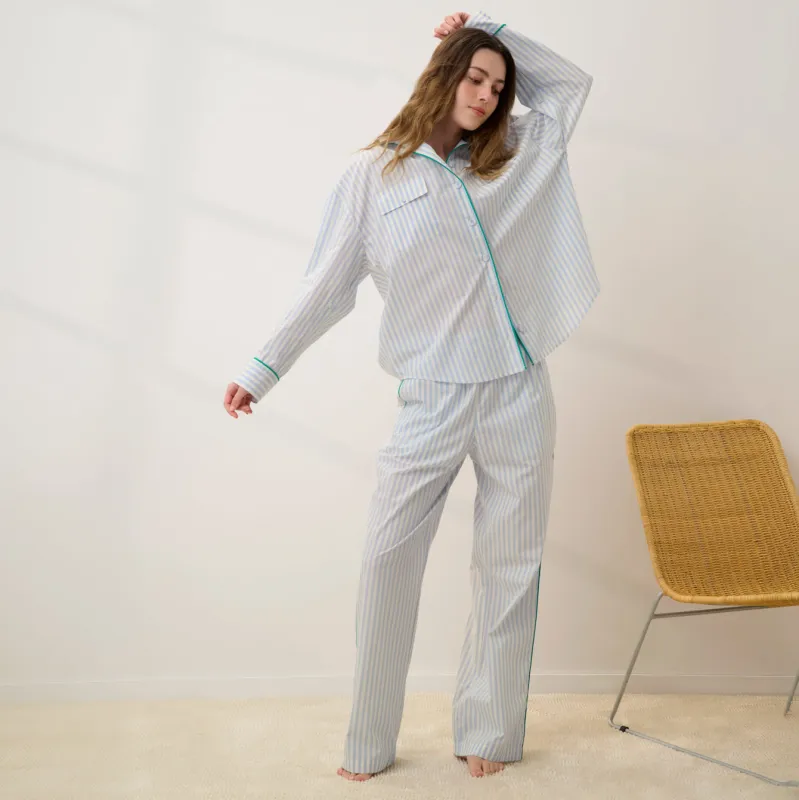 Airy Cotton Piped Wide Leg Pant sold by lunya