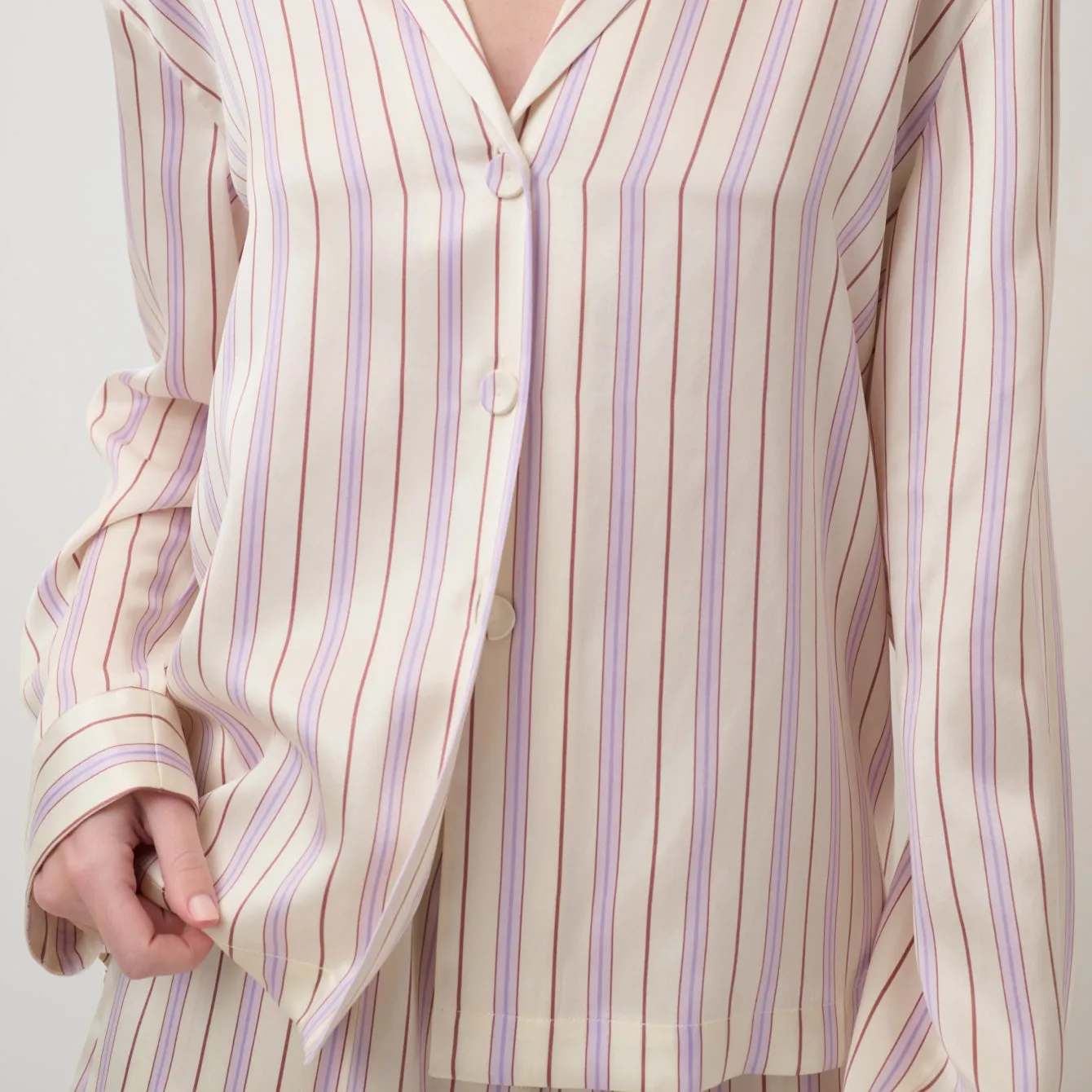 Washable Silk Button Up Long Sleeve Short Set sold by lunya product image thumbnail 4