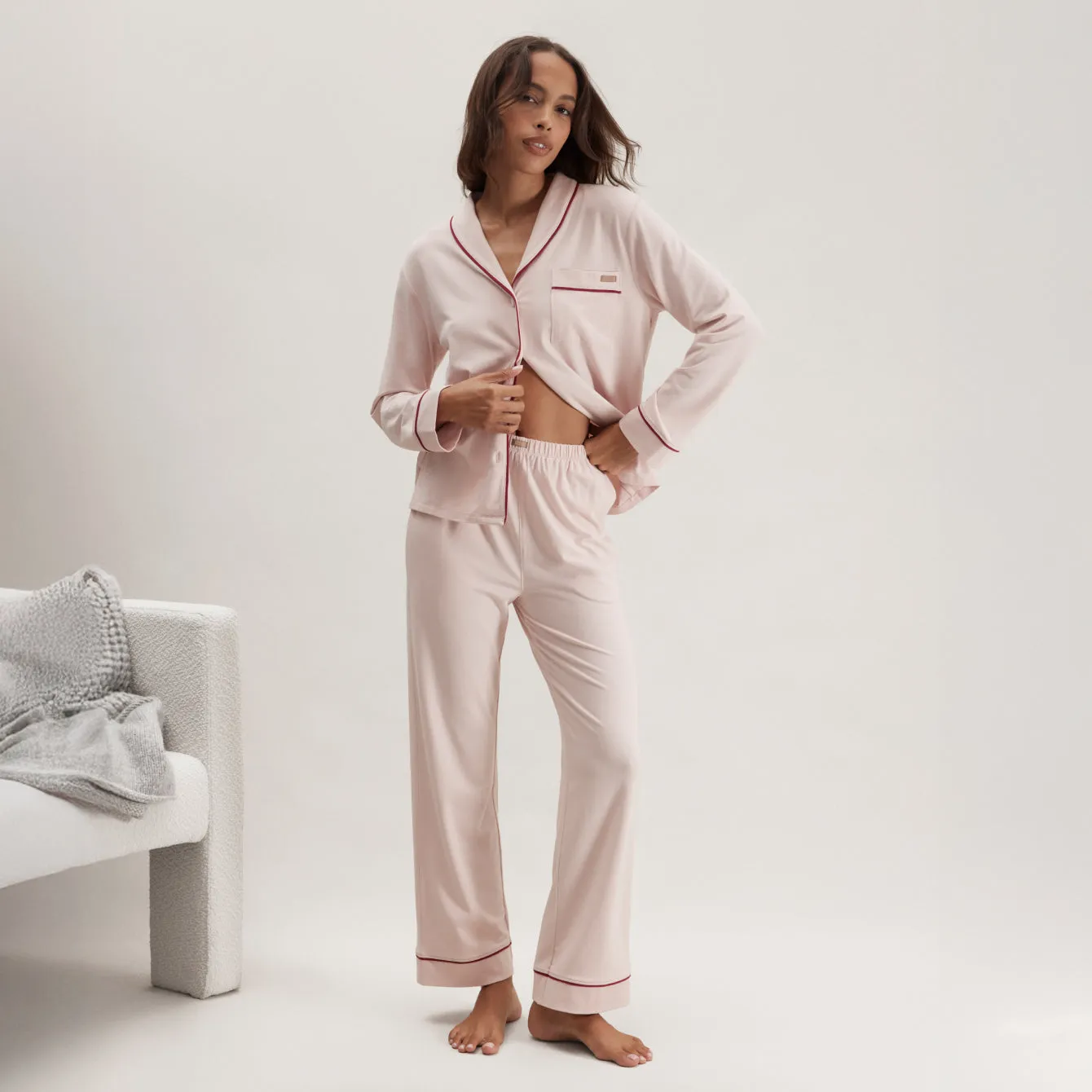 Slumberknit™ Shawl Collar Button Down Pant Set sold by lunya