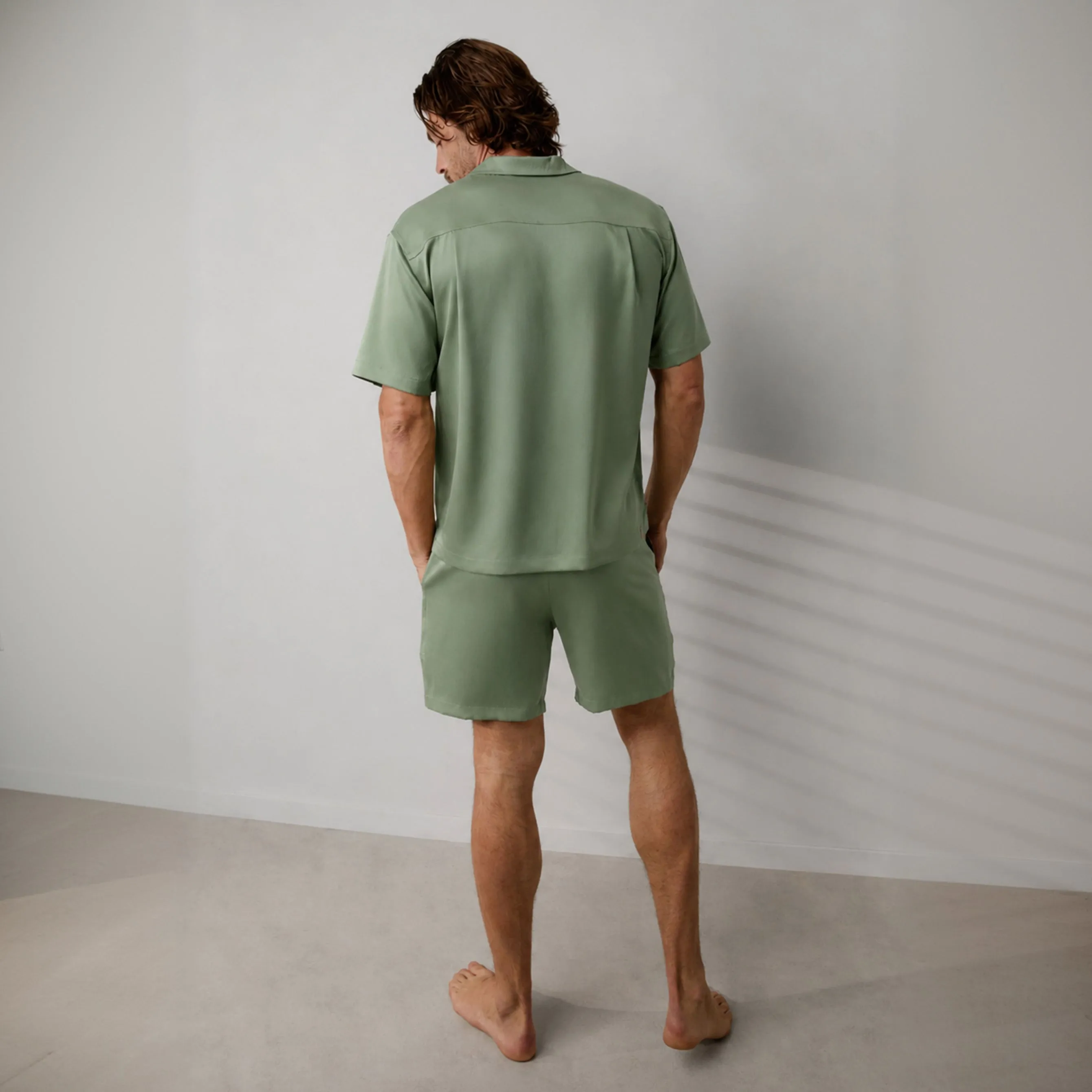 Men's Washable Silk Button Up Short Set sold by lunya product image thumbnail 3