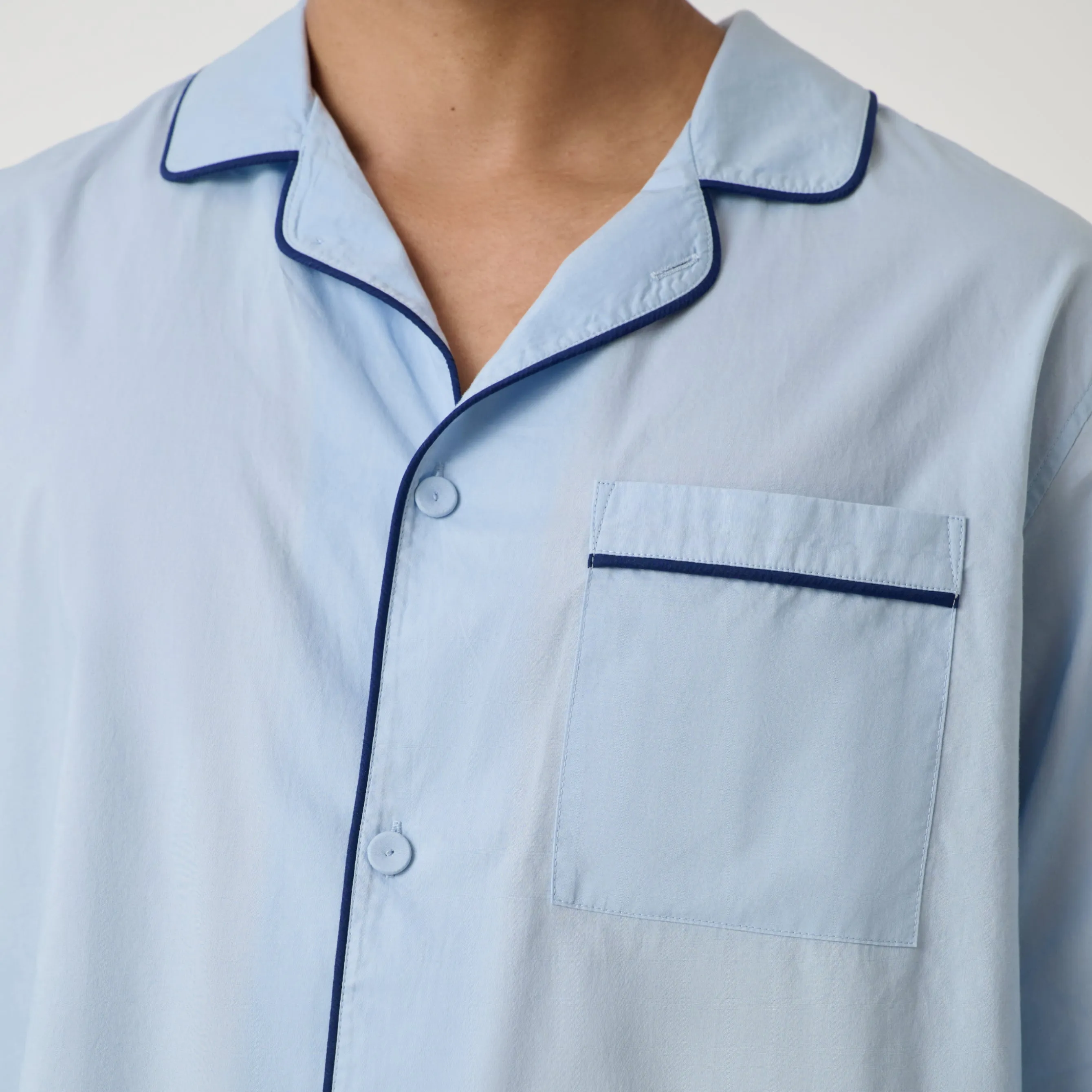 Men's Airy Cotton Piped Sleep Shirt sold by lunya product image thumbnail 2