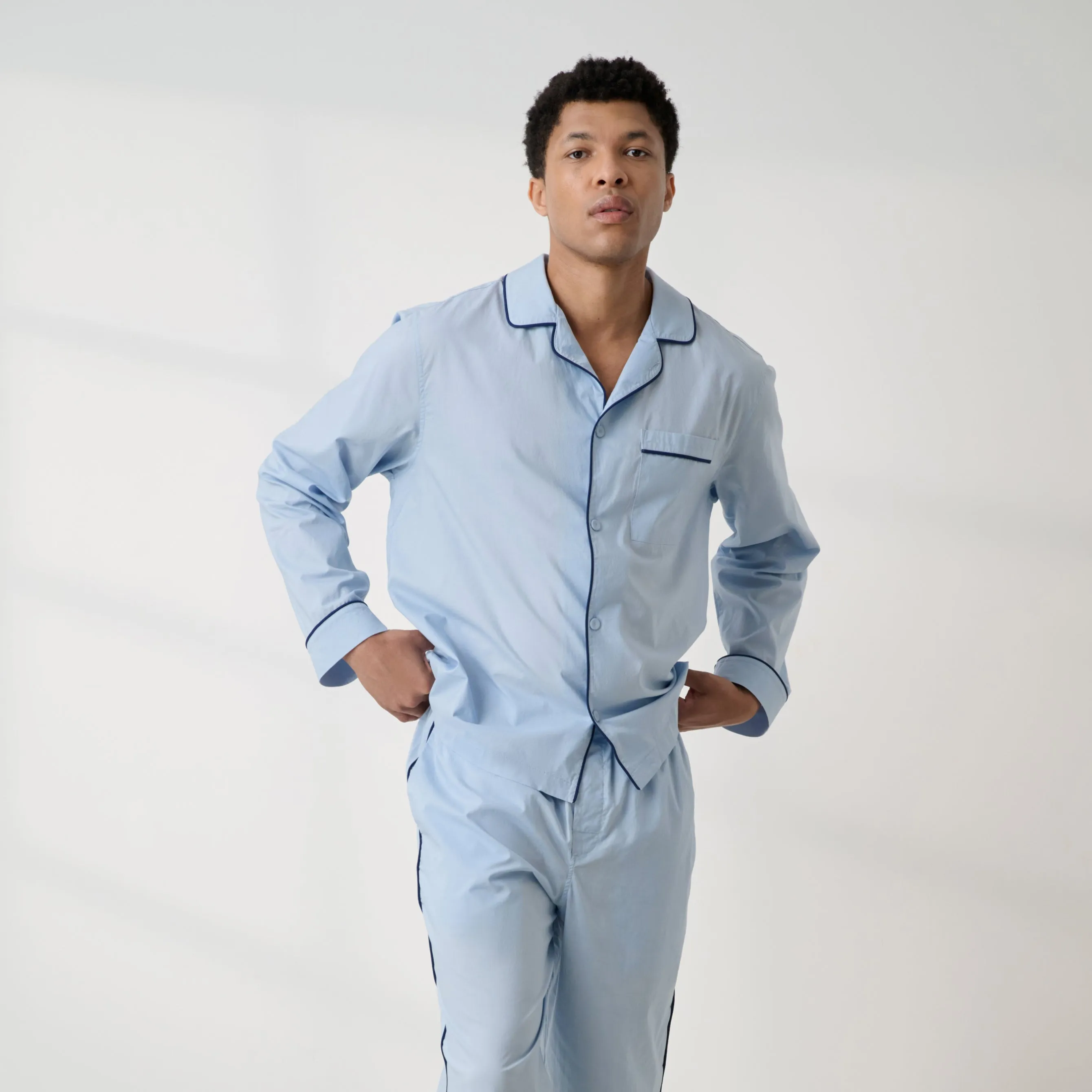 Men's Airy Cotton Piped Sleep Shirt sold by lunya